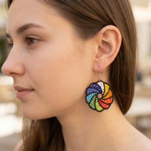 Rainbow Spiral Handmade Seed Bead Earrings