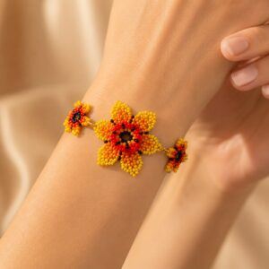 Sunfire Bloom Seed Bead Bracelet