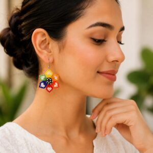 Rangphool Huichol-Inspired Seed Bead Earrings