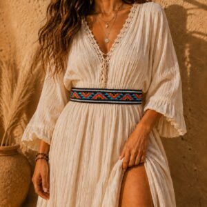 Mosaic Muse Hand-Beaded Tribal Waist Belt