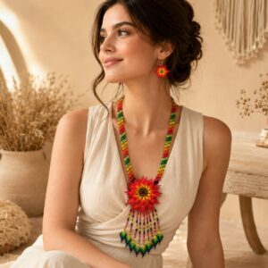 Surya Bloom Huichol-Inspired Beaded Long Necklace Set
