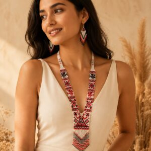 Aarohi Noir Huichol-Inspired Beaded Long Necklace Set