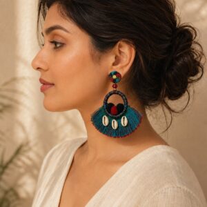 Neelraas Cowrie Fringe Statement Earrings